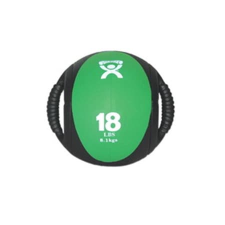 Fabrication Enterprises 9 in. Cando Dual-Handle Medicine Ball, Green - 18 lbs FA129077